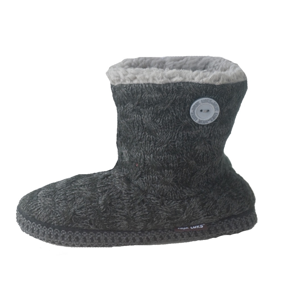 NWT Muk Luks Women's Dark Gray Convertible Knit Slippers